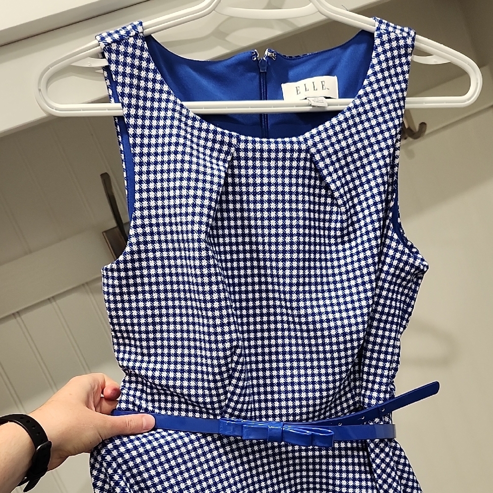 Elle Navy and White Gingham Dress